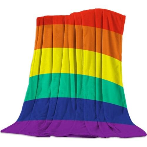 Flannel Blankets Colorful Stripe Lgbt Pride Rainbow Blanket Cushion Warm Throws on Sofa Bed Home Bedspread Travel Fleece Blanket