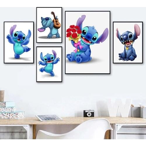 Cartoon Disney Canvas Paintings Stitch Decorative Posters and Interstellar Baby Prints Wall Art Pictures for Living Home Decor
