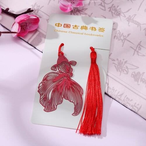 2pc Kawaii Red Goldfish Pendant Bookmark Creative Exquisite Metal Pattern Book Mark Page Folder Marker Office School Supplies