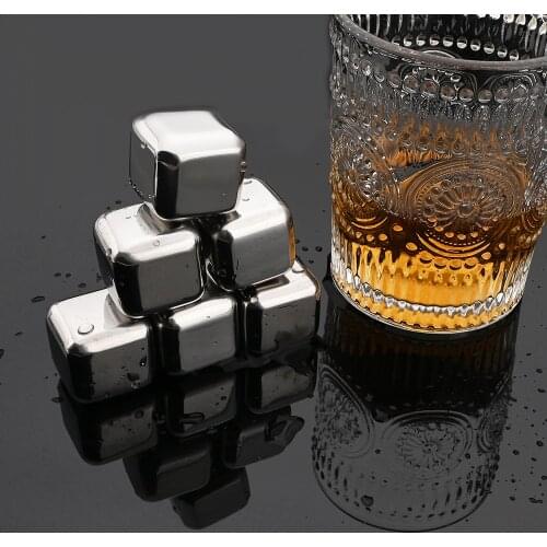 Reusable Whiskey Stones Ice Cubes Chilling Rocks Whisky Cooler Whiskey Ice Bucket Champagne Beer Cooler 304 Stainless Steel