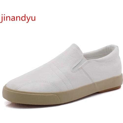 Gents Shoes Casual Fashion Black White Sneakers Men Leather Sport Shoes Outdoor Leather Trainers Men Loafers Soft Moccasins