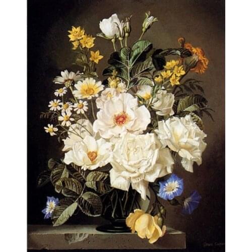 Still life flowers Needlework Aida Sets Cross stitch 14CT Unprinted Embroidery kits Arts Cross-Stitching,DIY Handmade Home Decor