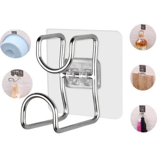 Wash Basin Punch-Free Stainless Steel Wall Hooks Bathroom Washbasin Organize Storage Shelf Kitchen Oil Can Pot Storage Hook