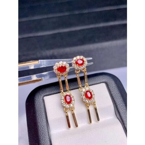 The latest designnatural ruby earings ladies Party Jewelry 925 pure silver high-end jewelry Monopoly