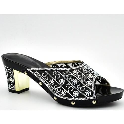 New Arrival Rhinestone Wedding Shoes Womens Dress Shoes Open Toe Slip on Latest Elegant Women Pumps for Party High Heel Wedges