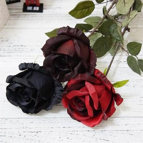 ONE Fake Single Stem Autumn Rose 30.31" Length Simulation Australian Roses for Wedding Home Decorative Artificial Flowers