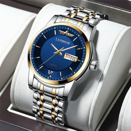 Authentic Luxury Mens Watches Luminous Waterproof Stainless Steel Watch Quartz Men Date Calendar Business Wristwatch 2021 A4159