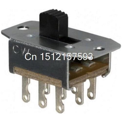 1PCS Panel 3PDT 3A 125V ON/ON 2 Position 3A (AC) 500mA (DC) Slide Switch 9 Solder Lug Pin GF-161-3011