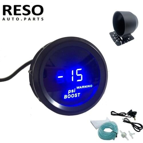 RESO--Black 2“ Digital Boost Gauge 0-30 PSI Turbo Pressure Meter with Free Mount 52mm