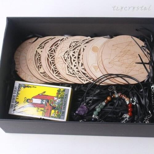 Mixed Divination Cards and Meditation Pattern Jewelry Gift Box