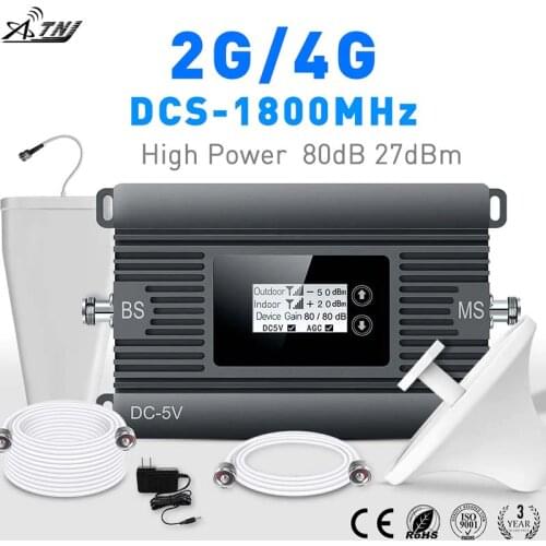 2G 4G signal booster High Power 80dBi DCS 1800mhz smart mobile signal booster 4g repeater 2g 4g cellular signal amplifier