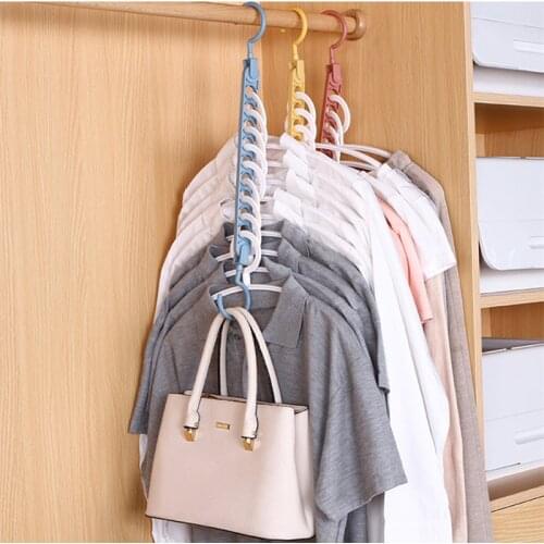 9 hole magic clothes hanger multi-function folding hanger rotating clothes hanger wardrobe drying clothes Hanger Home Organizer