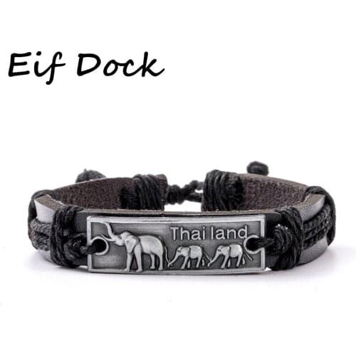 High Quality Lucky Vintage Elephant Mother Love Leather Bracelet Black/Brown Charm Multilayer Braided Women Pulseira Masculina