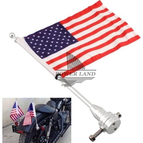 Motorcycle Bike Rear Mounting Pole USA American Flag Chrome For Harley Touring Sportster Dyna Softail Tri Luggage Rack