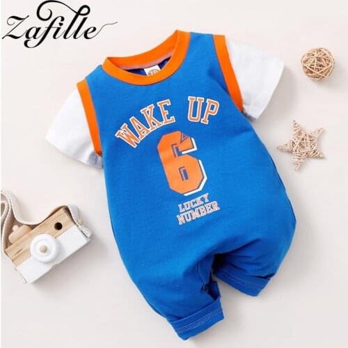 ZAFILLE Baby Boy Clothes Lucky Numbers Print Sport Baby Jersy Summer Babys Rompers Jumpsuit For Kids Babies Costumes