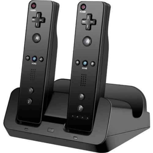 Charging Station Dock Stand Charger for Wii Remote Controller for Wii U Gamepad with Batteries and USB Charging Cord