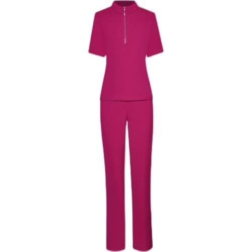 Designer Summer New WomenS Sets Zipper Short Sleeve Tops And Casual Trousers High Quality Elegant Office Fashion Two-Piece Suit