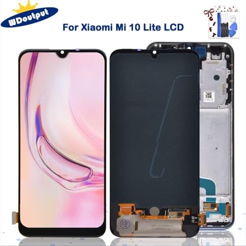Super AMOLED 6.57"Inch For Xiaomi Mi10 Lite Lcd Display Touch Screen Digitizer Assembly For Mi 10Lite Lcd M2002J9G 5G With Frame