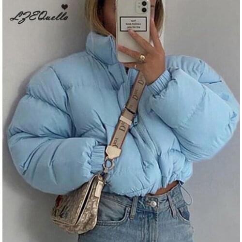 Winter Thick Warm Short Coat Womens Fashion Christmas Bubble Cotton-padded Coats Stand Collar Hooded Jackets Outwear NZ2737