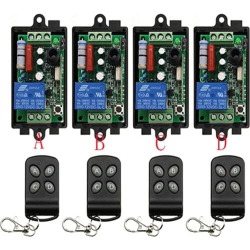 AC 220 V 1 Channel 1CH RF Wireless Remote Control Switch System Receiver + Transmitter, 315 433 MHz Garage Door lamp/ window