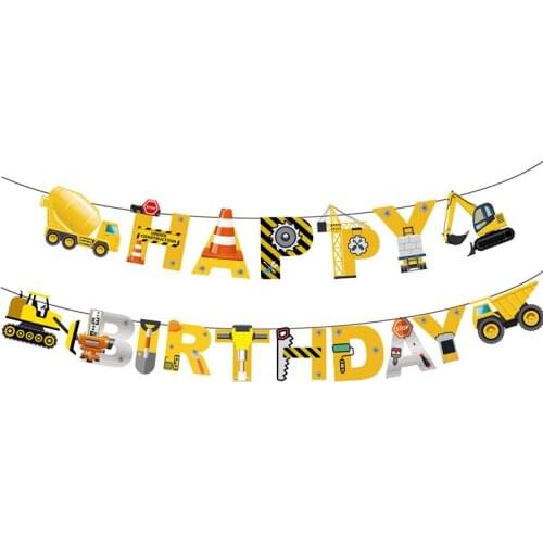 1Set Excavator Inflatable Balloons Construction Tractor Ball Truck Vehicle Banners Baby Shower Kids Boys Birthday Party Supplies