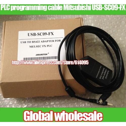 1pcs PLC programming data cable for Mitsubishi FX / USB-SC09-FX FX1S FX1N FX2N USB to RS422 adapter for MELSEC FX PLC