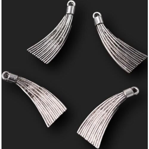 10pcs Silver Plated Exquisite Metal Tassel Pendants Popular Earrings Bracelet Accessories DIY Charms Jewelry Crafts Making A2338
