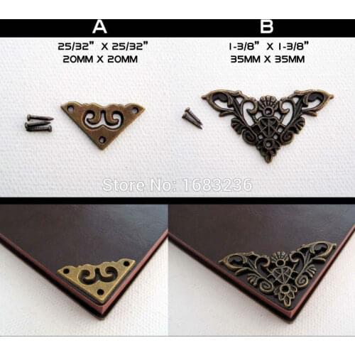 12x Antique Brass Jewelry Box Chest Gift Wine Wooden Case Book Scrapbook Photo Album Corner Decorative Protector