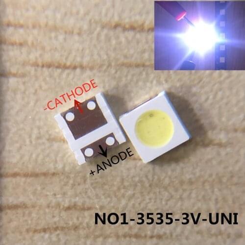200PCS UNI 3537 3535 1W LED Chip-2 90LM 3v Cool white LCD Backlight for TV Application High Power LED