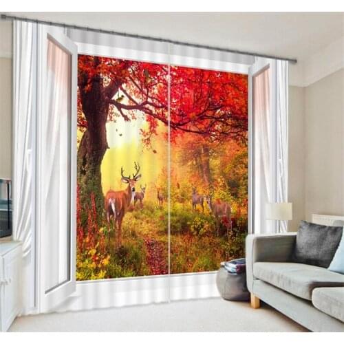 2017 Luxury forest 3D Blackout Window Curtains For Kids Bedding room Living room Hotel Drapes Cortinas