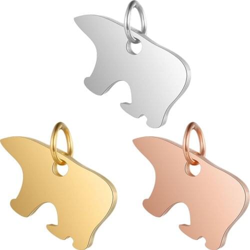 5pcs/lot 100% Stainless Steel Mirror Polished 13mm Bear Mother Charm Pendant for Bracelet Necklace Jewelry Making Accessories