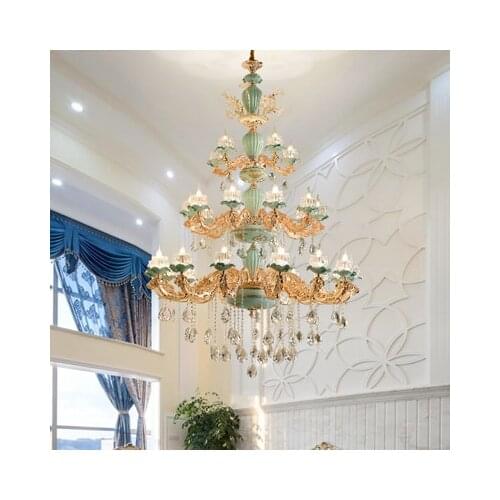 Large Living room Crystal lighting Lampadari home pendant ceramic Chandelier crystal shade ceiling Chandeliers hotel Furniture