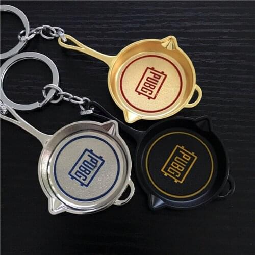 Game PUBG Pan Keychain Gold Black Color Alloy Key Chain Of Colorful Game Gifts