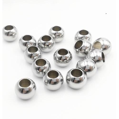 50pcs Stainless Steel Bracelet Big Hole Beads Diy Handicraft Accessories Findings Loose Spacer Beads For Jewelry Making