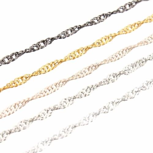 LOULEUR 10meters/lot 2mm Gold/Rhodium/Silver Color Metal Bulk Rolo Link Necklace Chains for DIY Jewelry Making Findings