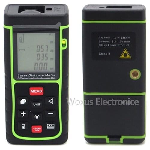 40M Digital Laser Distance Meter Rangefinder Diastimeter Bubble Level Tape Measure Area/Volume Tool