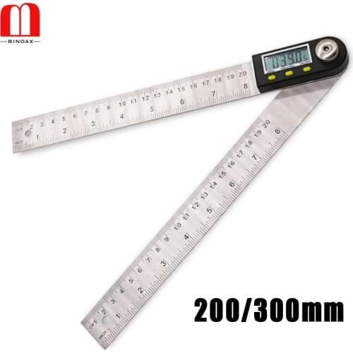 360° Digital Angle Finder Protractor 200/300MM Stainless Angle Ruler Goniometer with Zeroing and Locking Function
