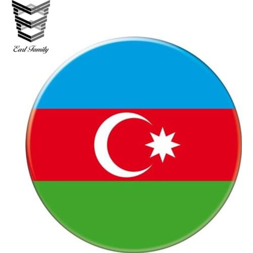 EARLFAMILY 13cm x 13cm Auto Moto Bike Suitcase Laptop Flag Round Azerbaijan Decal Reflective Car Sticker Waterproof Car Styling