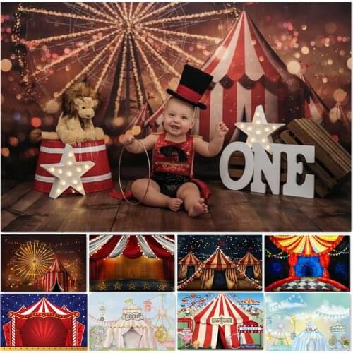 Photography Backdrop Carnival Circus Birthday Party Decor Photo Background Baby Shower Dessert Table Cake Smash Photocall Studio