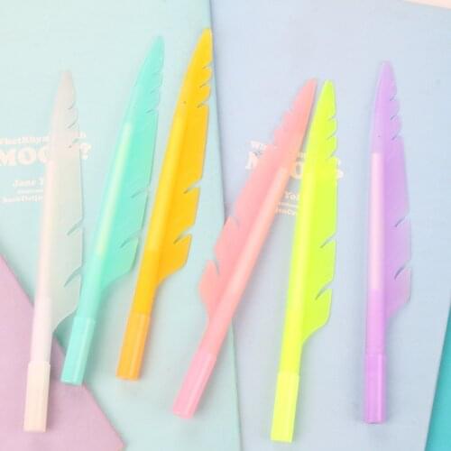 Creative luminous feather styling gel pen Jelly color feather pen school office writing stationery multicolor optional