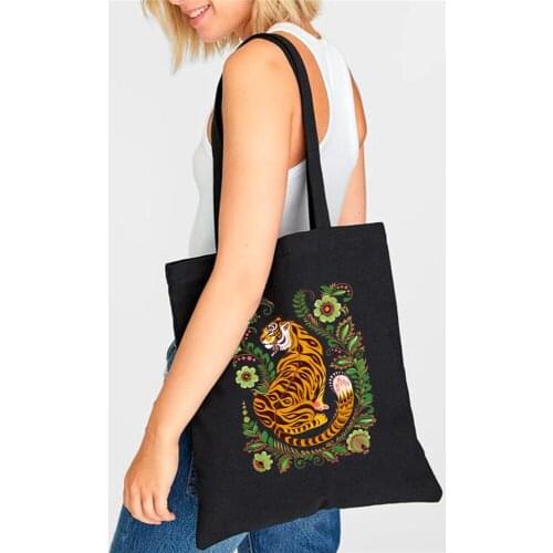 Canvas Shoulder Bag Women Handbag Large Capacity Tote Bag Cool Tiger Print Handbag Large Capacity Bag Canvas Cloth Shopping Bags