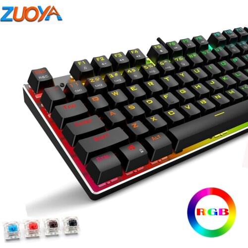 Gaming Mechanical Keyboard 87key Anti-ghosting Blue Red Switch Backlit keyboard LED USB Wired keyboard For Game Laptop PC