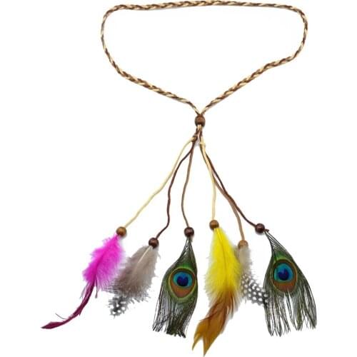 Indian Festival Retro Feathers Hair Headpiece Tassel Headbands Headdress DIY Boho Gypsy Tribal Festival Decorative Accessories