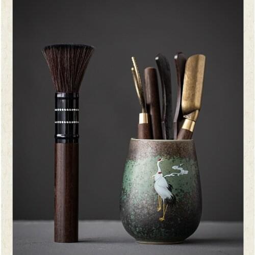 Chinese Kung Fu Tea Set Accessory Six Gentleman Tea Ceremony Set Utensils Tea Clip Needle Tea Scoop Tea Cutter Ceramic Cylinder