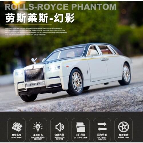 1/24 Scale Rolls-Royce Phantom Diecast Alloy Pull Back Car Collectable Toy Gifts for Children