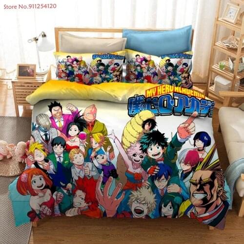 Anime My Hero Academia Quilt Cover Pillowcase 3D Printed Bedding Set Soft Quilt Cover Whit Pillowcase For Teen Boy Girl Design