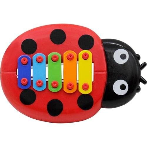 Colorful 5 Tones Xylophone Glockenspiel Cartoon Ladybird Shape with Mallet Musical Toy Percussion Instrument for Kids Children