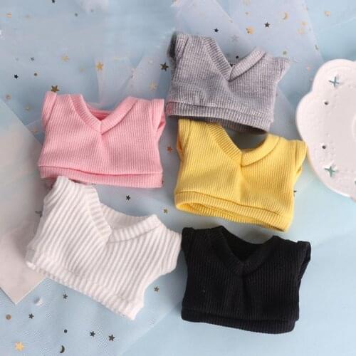 Exo doll 15 20cm solid color versatile college knitting V-neck vest top doll clothes coat Doll accessories