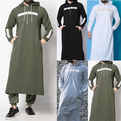 Muslim Men Jubba Thobe Arabic Islamic Ropa Long Dress Saudi Robe Abaya Dubai Loose Blouse Kaftan Sweater Hoodies Tops Tracksuit