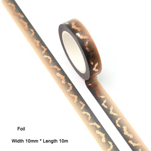 NEW 10pcs/Lot 10MM*10M Halloween Gold Foil Bat Decorative Washi Tape Wholesale Masking Tape Stationery washi tape stickers